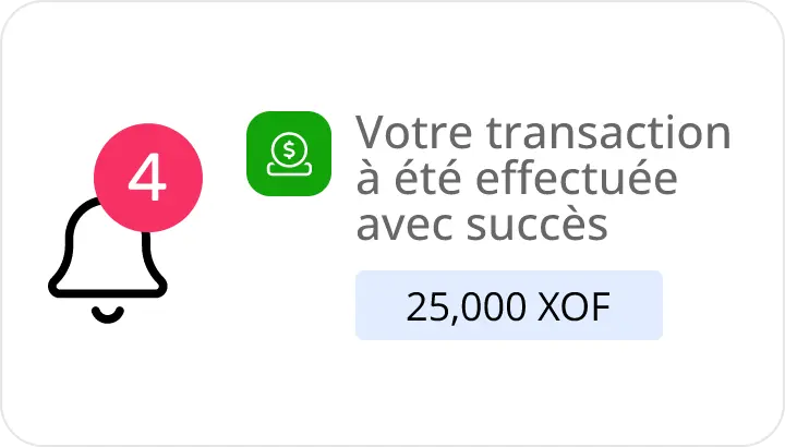Alerte de succès de la transaction